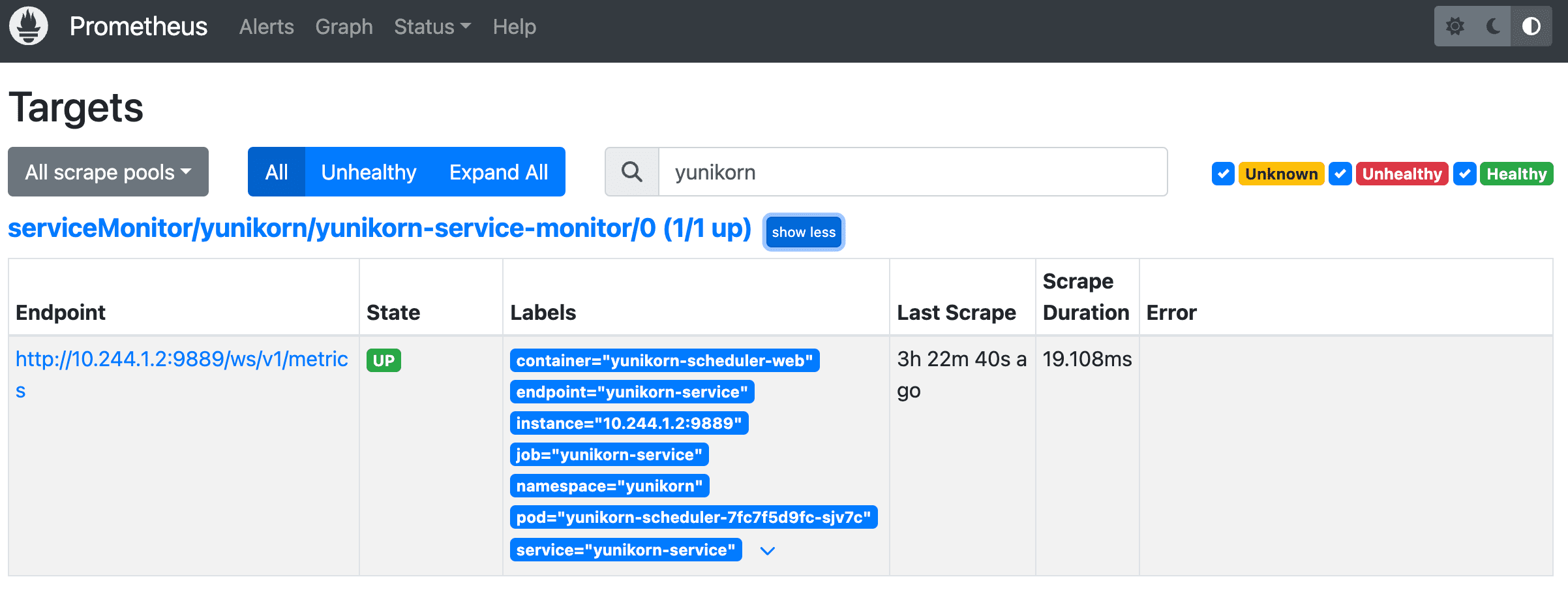 prometheus-web-ui-target-yunikorn